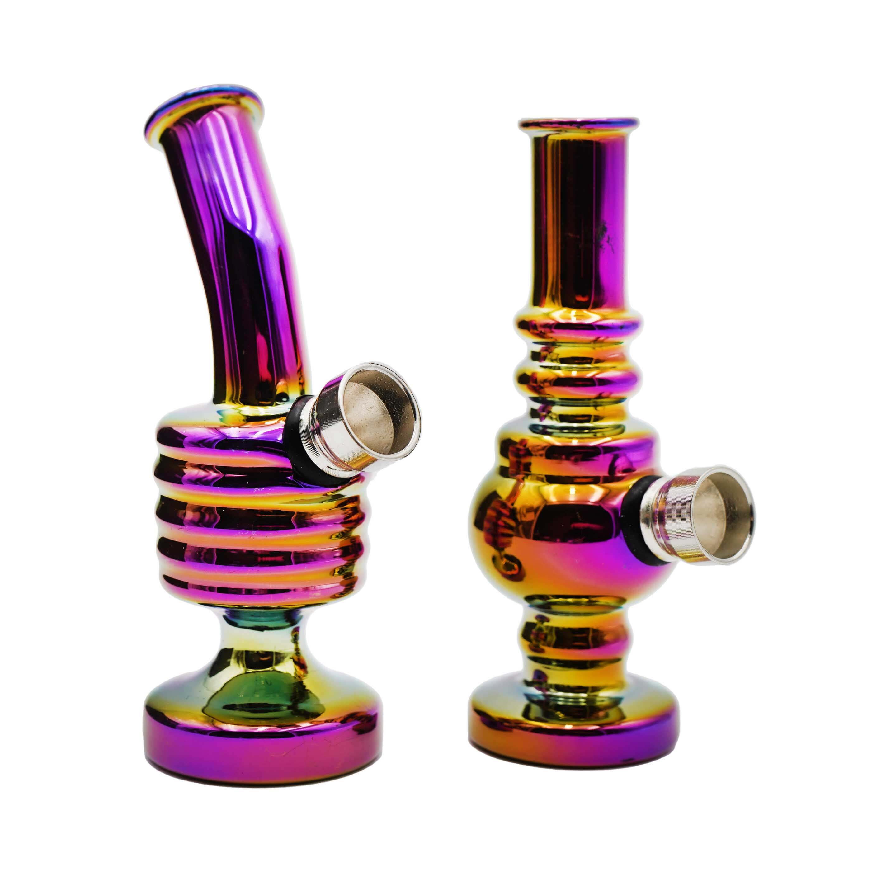 Glass Hookahs Mini Glass Bubbler With Metal Bowl (PWBD01) | 4 inch product image